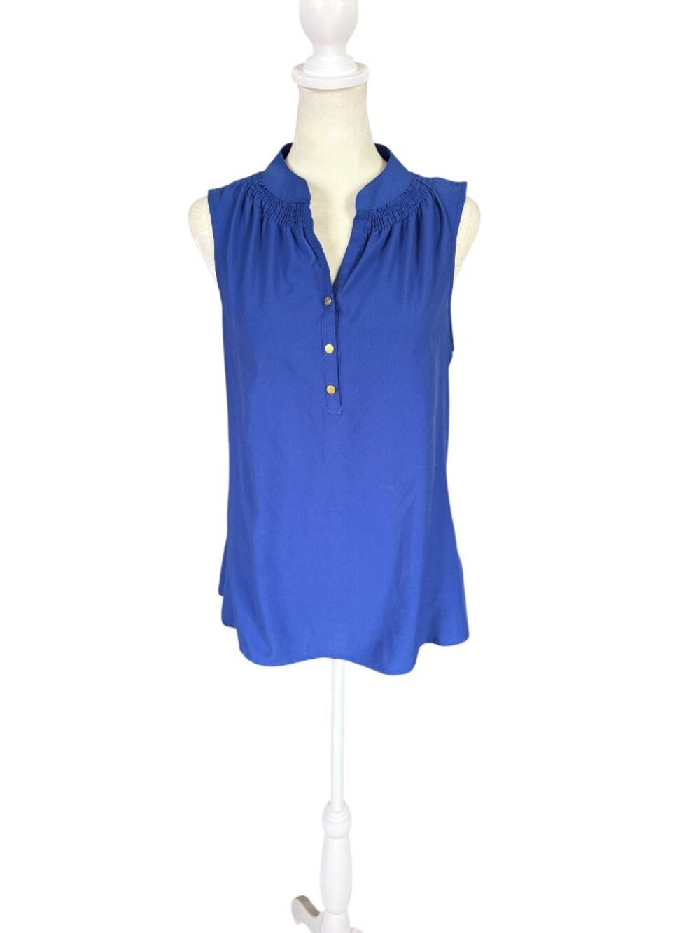 Macbeth Collection by Margaret Josephs blue sleeveless tank top blouse size XS